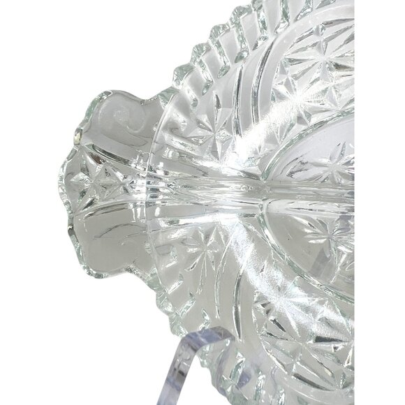 Vintage APEG Clear Pressed Glass Divided Relish Dish With Handles 10" GrannyCore - Picture 4 of 12